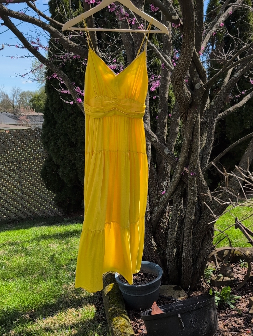 Sunny Yellow Tiered Spaghetti-Strap Dress Women's Size 0